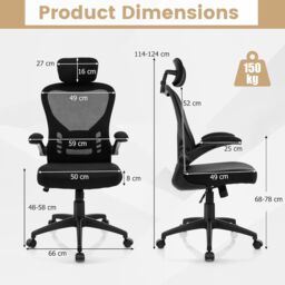 Gymax Mesh Executive Chair Adjustable Swivel Chair With Adjustable Headrest in Black - thumbnail 3