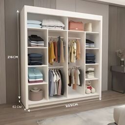 Interior Emporium Ltd IE Milan Sliding Mirror Door Wardrobe with Drawers & Shelves - Sliding Door Wardrobe with LED Lighting ( Oak, 150 cm ) - thumbnail 9