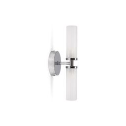 ValueLights Canya Up Down 2 Way IP44 Bathroom Frosted Reeded Glass Wall Light with LED Bulbs in Silver - thumbnail 5