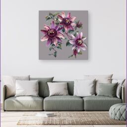 Warren Reed - Designer Purple Passion Flowers Canvas - Size: w40 inch x h40 inch - thumbnail 1