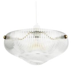 Happy Homewares Modern Transparent Mini Line Ribbed Glass Pendant Bowl Lamp Shade in Clear - thumbnail 1