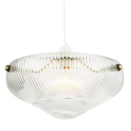 Happy Homewares Modern Transparent Mini Line Ribbed Glass Pendant Bowl Lamp Shade in Clear - thumbnail 2