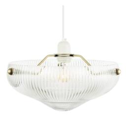Happy Homewares Modern Transparent Mini Line Ribbed Glass Pendant Bowl Lamp Shade in Clear - thumbnail 5