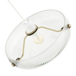 Happy Homewares Modern Transparent Mini Line Ribbed Glass Pendant Bowl Lamp Shade in Clear - thumbnail 3
