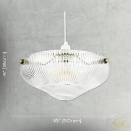 Happy Homewares Modern Transparent Mini Line Ribbed Glass Pendant Bowl Lamp Shade in Clear - thumbnail 7