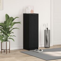 Berkfield Home Black Oak Shoe Cabinet - 29.5 x 35 x 100.5 cm - Made of Engineered Wood