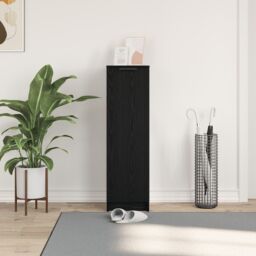 Berkfield Home Black Oak Shoe Cabinet - 29.5 x 35 x 100.5 cm - Made of Engineered Wood - thumbnail 4