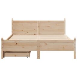 Berkfield Home Bed Frame without Mattress 135x190 cm Double Solid Wood Pine in Brown - thumbnail 4