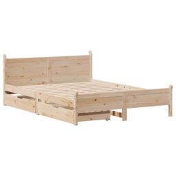 Berkfield Home Bed Frame without Mattress 135x190 cm Double Solid Wood Pine in Brown - thumbnail 3