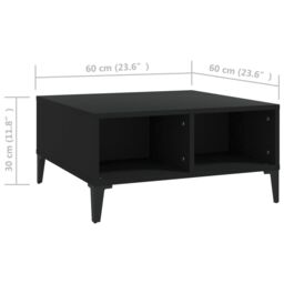 Berkfield Home Coffee Table Black 60x60x30 cm Engineered Wood - Size: 60 x 60 x 30 cm - thumbnail 6