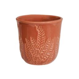 Ivyline Kew Embossed Fern Rust Planter H17cm D18cm in Burnt Orange - thumbnail 2