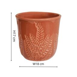 Ivyline Kew Embossed Fern Rust Planter H17cm D18cm in Burnt Orange - thumbnail 4