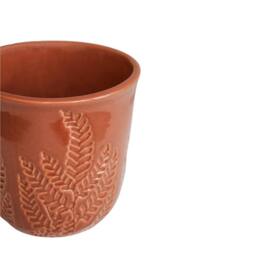 Ivyline Kew Embossed Fern Rust Planter H17cm D18cm in Burnt Orange - thumbnail 3