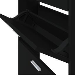 Berkfield Home Shoe Cabinet Black 59x17x169 cm Engineered Wood - Size: 59 x 17 x 169 cm - thumbnail 8