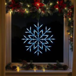 Almineez 50 LED Snowflake Silhouette Christmas Window Flashing Light Decoration in White - thumbnail 2