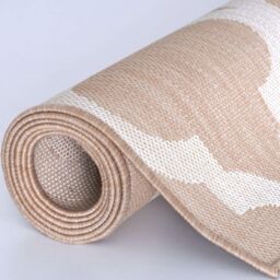 THE RUGS Outdoor Indoor Beige Ivory Geometric Trellis Rug Weather Resistant - Size: 120 cm x 170 cm - thumbnail 6