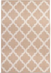 THE RUGS Outdoor Indoor Beige Ivory Geometric Trellis Rug Weather Resistant - Size: 120 cm x 170 cm - thumbnail 2