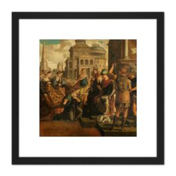 Artery8 Van Scorel Solomon Queen Sheba 8X8 Inch Square Wooden Framed Wall Art Print Picture with Mount in Black - thumbnail 1