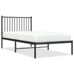Berkfield Home Metal Bed Frame with Headboard Black 90x190 cm Single - thumbnail 2