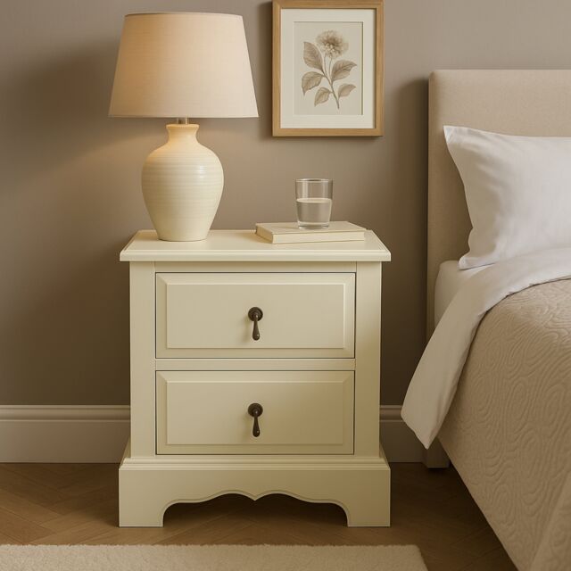 Orsina Stylish 2 Drawers Chest, Modern Chest Of Drawers For Livingroom, Sleek Minimalist Storage Chest For Lounge in Cream - image 1