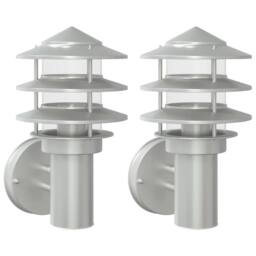 Berkfield Home Outdoor Wall Lights 2pcs Silver Stainless Steel - thumbnail 2