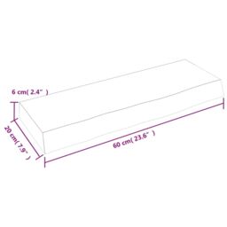 Berkfield Home Wall Shelf Light Brown 60x20x6 cm Treated Solid Wood Oak - Size: 60 x 20 x 6 cm - thumbnail 5