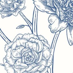 Origin Murals Jacobean Rose Trail Wall Mural in Blue - Size: W350 cm x H280 cm - thumbnail 4