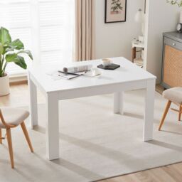 Living and Home Rectangular Wooden Dining Table in White - thumbnail 2
