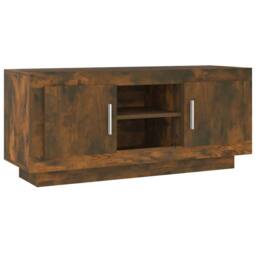 Berkfield Home TV Cabinet Smoked Oak 102x35x45 cm Engineered Wood in Brown - Size: 102 x 35 x 45 cm