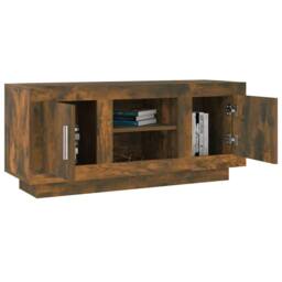 Berkfield Home TV Cabinet Smoked Oak 102x35x45 cm Engineered Wood in Brown - Size: 102 x 35 x 45 cm - thumbnail 4