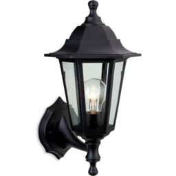 Netlighting Malmo 1 Light Outdoor Wall Lantern UplightDownlight Black Resin IP44 E27 - thumbnail 2