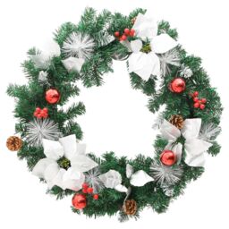 Berkfield Home Christmas Wreath with LED Lights Green 60 cm PVC - thumbnail 3