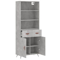Berkfield Home Highboard Concrete Grey 69.5x34x180 cm Engineered Wood - thumbnail 4