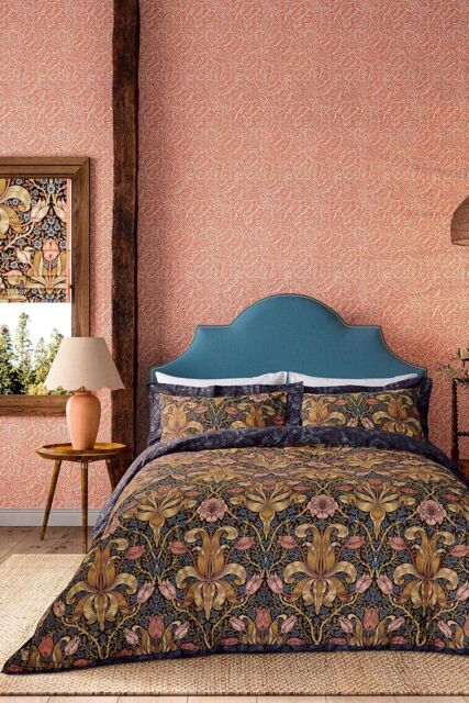 Morris & Co 'Spring Thicket' Cotton Duvet Cover Set in Dark Blue - Size: King - image 1