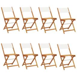 Berkfield Home Beautiful Folding Garden Chairs 8 pcs Cream White Fabric & Soli - thumbnail 3