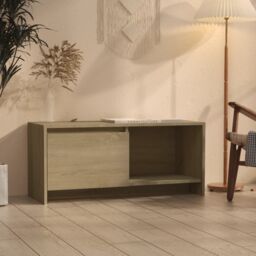 Berkfield Home TV Cabinet Sonoma Oak 90x35x40 cm Engineered Wood in Beige - Size: 90 x 35 x 40 cm - thumbnail 1