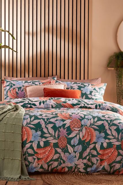 Furn Cypressa Floral Mosaic Reversible Duvet Cover Set in Jade - Size: Double - image 1