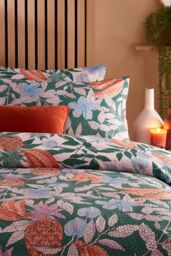 Furn Cypressa Floral Mosaic Reversible Duvet Cover Set in Jade - Size: Double - thumbnail 3