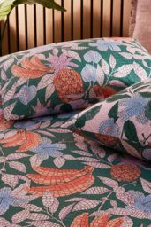 Furn Cypressa Floral Mosaic Reversible Duvet Cover Set in Jade - Size: Double - thumbnail 4