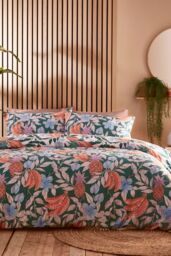 Furn Cypressa Floral Mosaic Reversible Duvet Cover Set in Jade - Size: Double - thumbnail 2