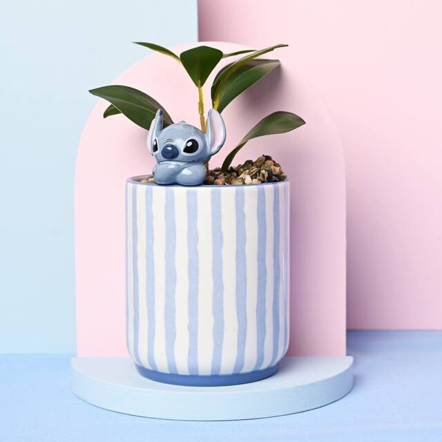 Disney Stitch Planter with 3D Stitch & Faux Plant - image 1