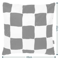 icon Cushion 43x43 Kyoto Fabric, Checkerboard Mono in White - thumbnail 4