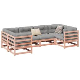 Berkfield Home 6 Piece Garden Sofa Set Solid Wood¬†Douglas Fir in Brown - thumbnail 1