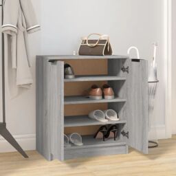 Berkfield Home Shoe Cabinet Grey Sonoma 59x35x70 cm Engineered Wood - Size: 59 x 35 x 70 cm - thumbnail 6