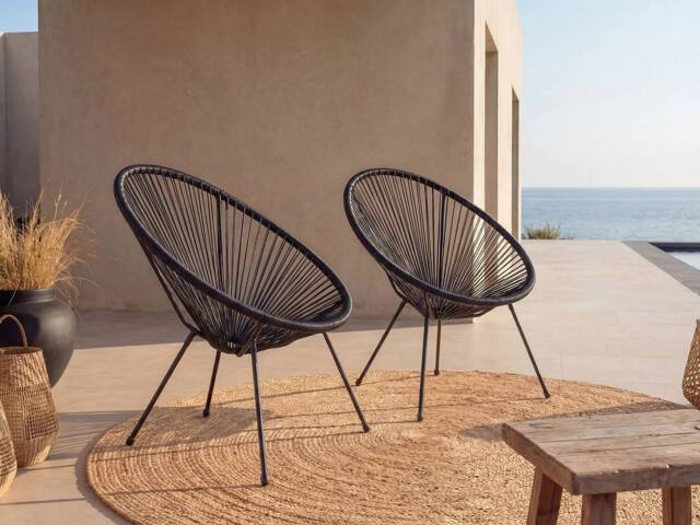 Vente-unique Set Of 2 Black Woven Resin Garden Armchairs - ALIOS II By MYLIA - image 1