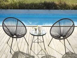 Vente-unique Set Of 2 Black Woven Resin Garden Armchairs - ALIOS II By MYLIA - thumbnail 8