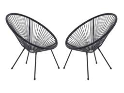 Vente-unique Set Of 2 Black Woven Resin Garden Armchairs - ALIOS II By MYLIA - thumbnail 3