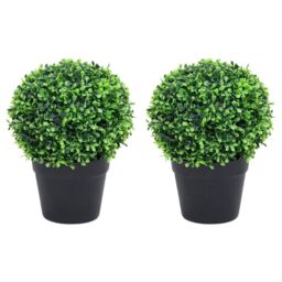 Berkfield Home Artificial Boxwood Plants 2 pcs with Pots Ball Shaped Green 27 cm