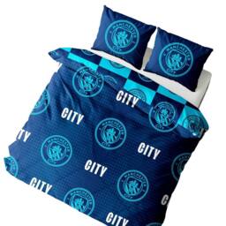 Manchester City FC Crest Reversible Duvet Set in Mid Navy - Size: Double - thumbnail 2