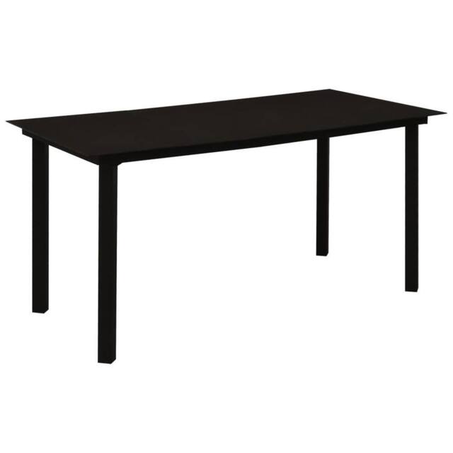 Berkfield Home Garden Dining Table Black 150x80x74 cm Steel & Glass - Size: 150 x 80 x 74 cm - image 1